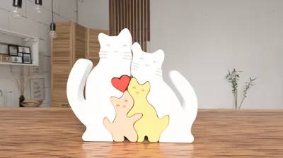 Decoración de la Familia Gato | 4 componentes