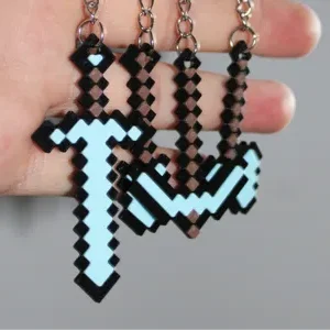 Colección de llaveros de espada y pico de Minecraft X5