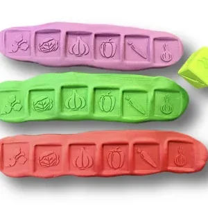 Cubo de sellos de Playdoh con verduras – Juego sensorial