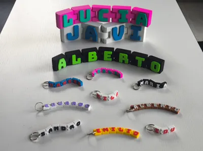 Llavero articulado, con nombre personalizado.