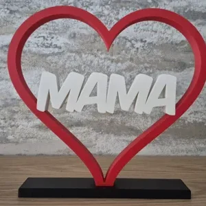 Corazón del Día de la Madre con escritura 3D