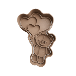 Cortador de Galletitas Osito con Globos de Corazones