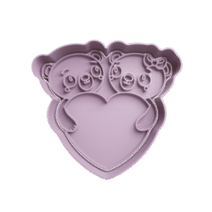 Cortador de Galletitas Dos Osos Panda con Corazón